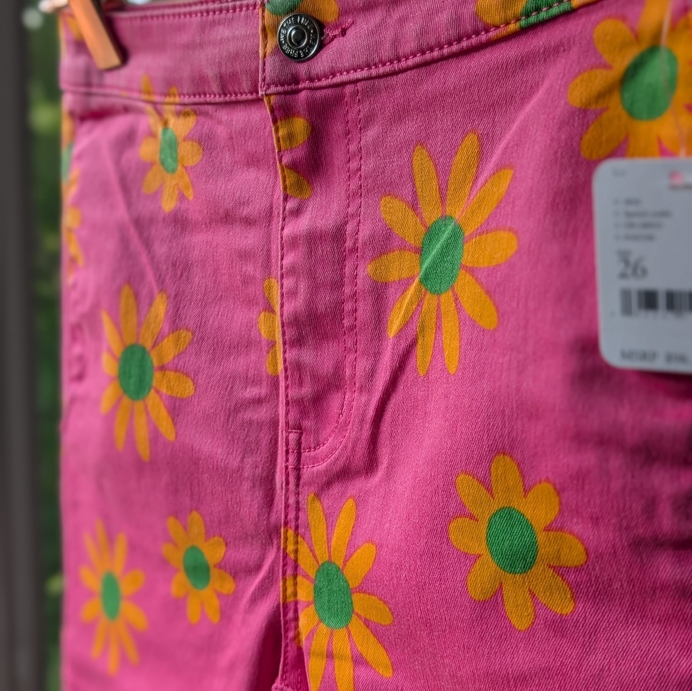 Nwt Free People Floral Pink Women's Jeans - Picture 5 of 6